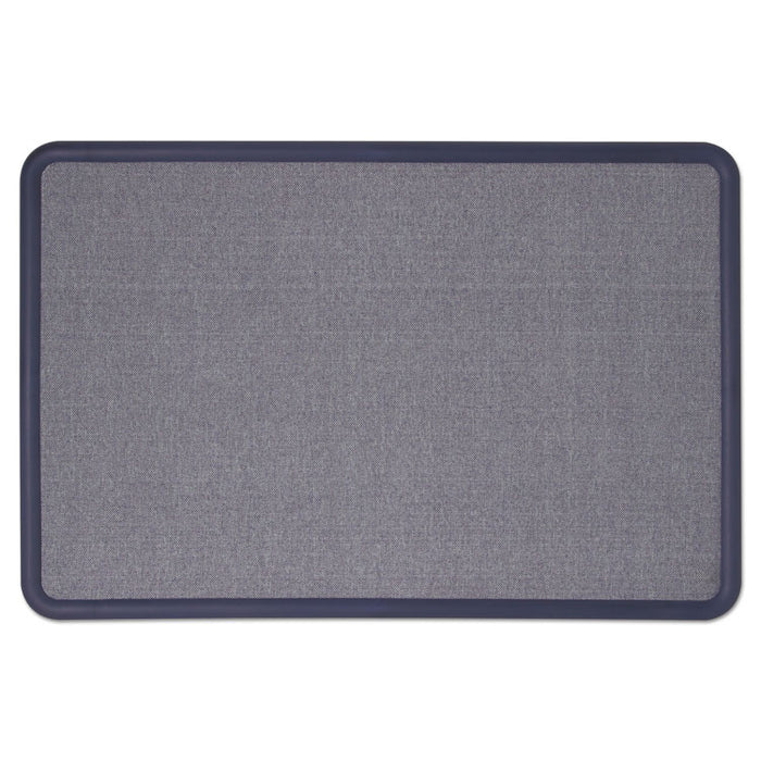 Contour Fabric Bulletin Board, 48 x 36, Light Blue, Plastic Navy Blue Frame