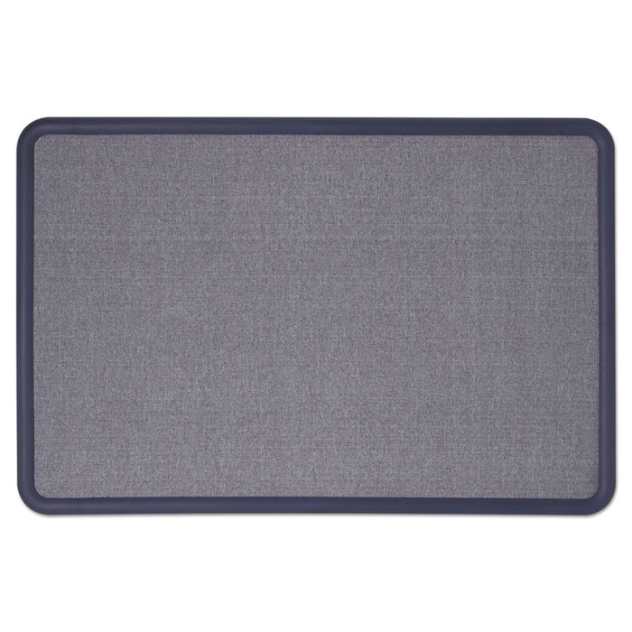Contour Fabric Bulletin Board, 48 x 36, Light Blue, Plastic Navy Blue Frame