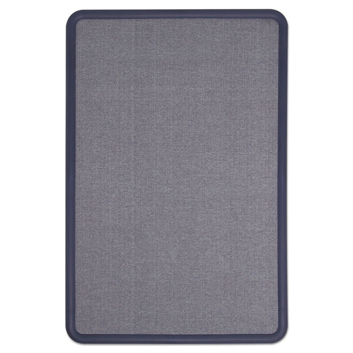 Contour Fabric Bulletin Board, 48 x 36, Light Blue, Plastic Navy Blue Frame