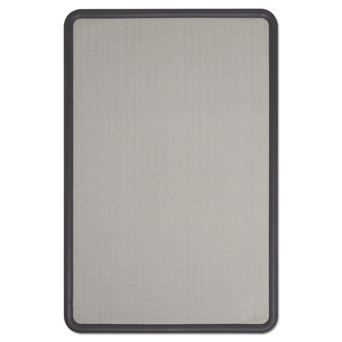Contour Fabric Bulletin Board, 36 x 24, Gray Surface, Black Plastic Frame