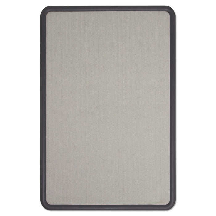 Contour Fabric Bulletin Board, 48 x 36, Gray Surface, Black Plastic Frame