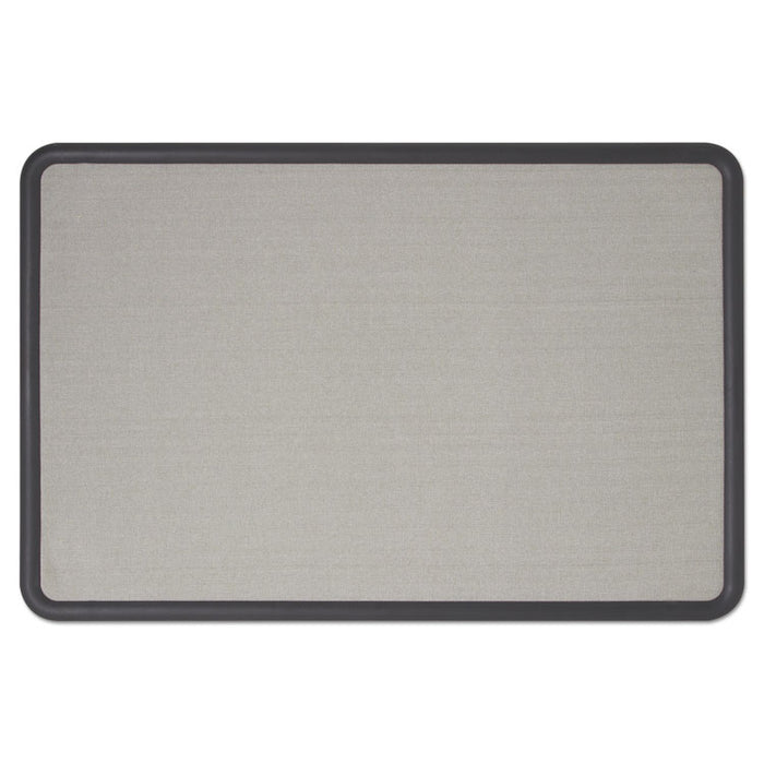 Contour Fabric Bulletin Board, 48 x 36, Gray Surface, Black Plastic Frame