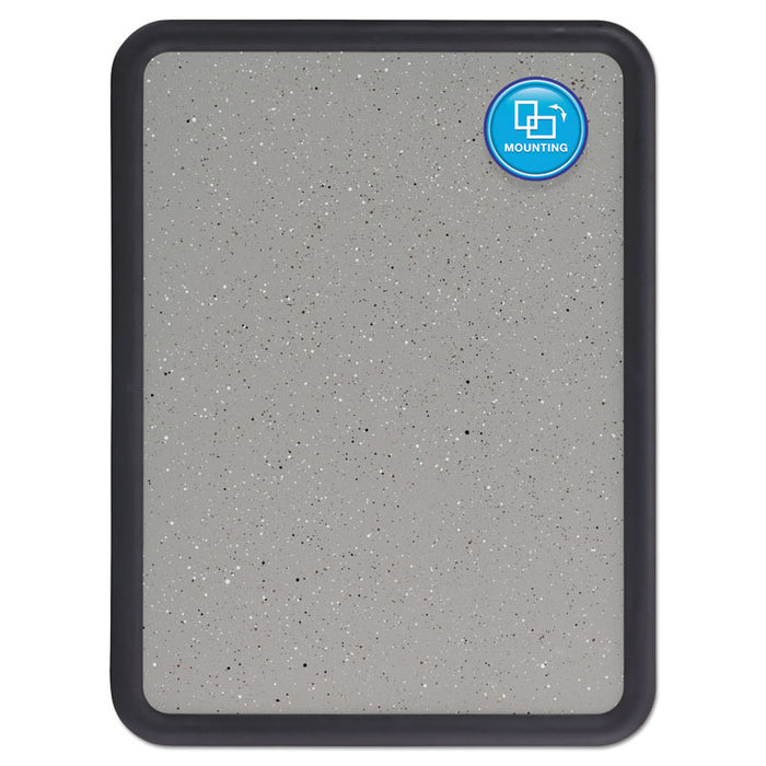 Contour Granite Gray Tack Board, 36 x 24, Black Frame