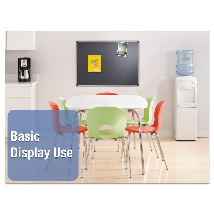 Prestige Euro-Style Embossed Foam Bulletin Board, 48 x 34 7/16, Black/Alum Frame