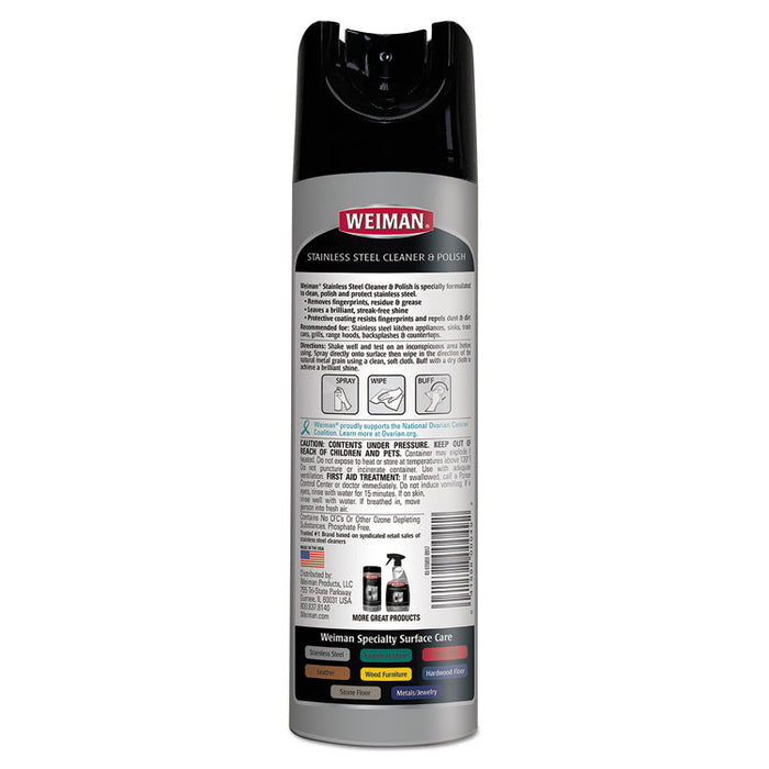 Stainless Steel Cleaner and Polish, 17 oz Aerosol, 6/Carton