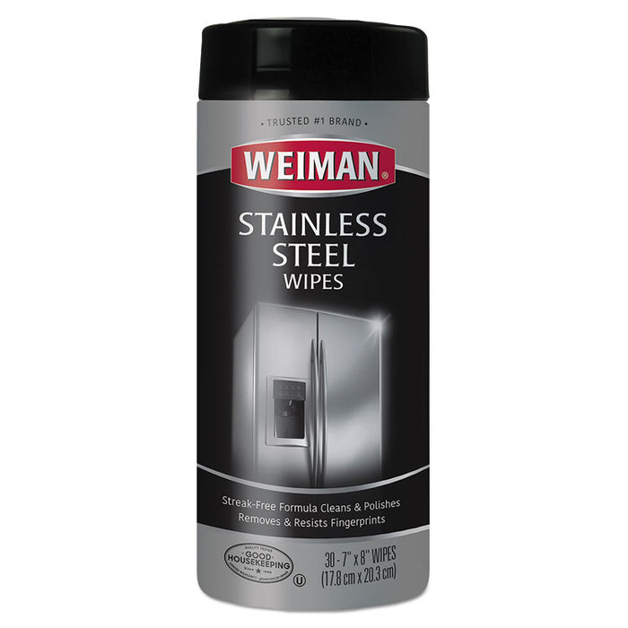 Stainless Steel Wipes, 7 x 8, 30/Canister, 4 Canisters/Carton