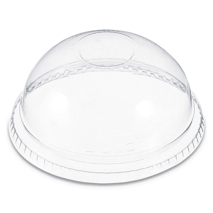 Plastic Dome Lid, No-Hole, Fits 9 oz to 22 oz Cups, Clear, 100/Sleeve, 10 Sleeves/Carton