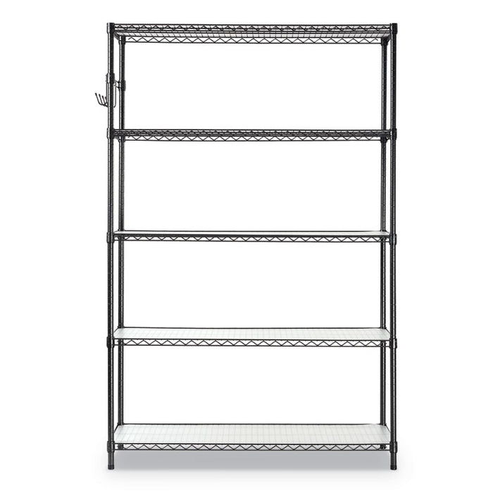 5-Shelf Wire Shelving Kit with Casters and Shelf Liners, 48w x 18d x 72h, Black Anthracite