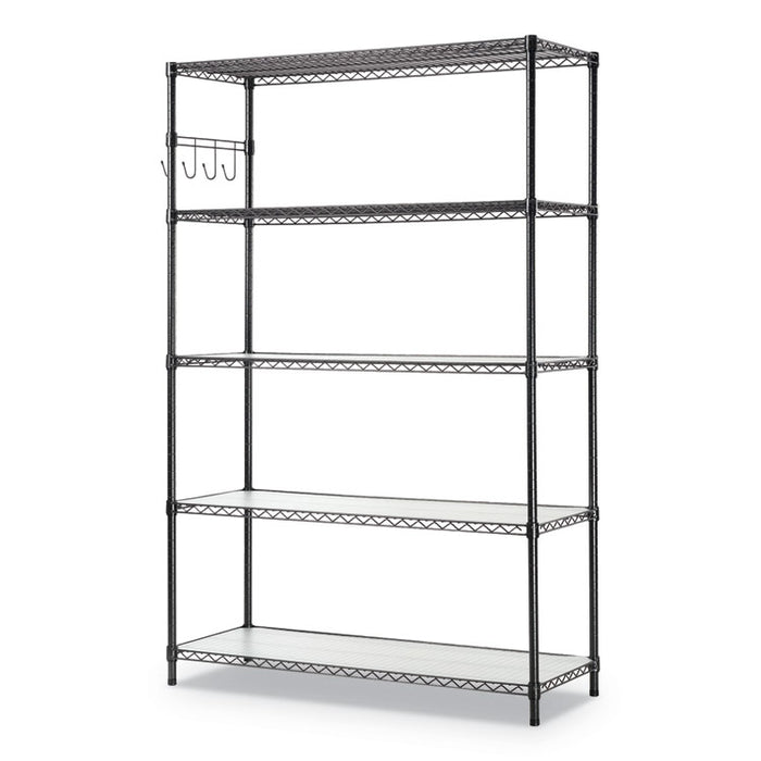 5-Shelf Wire Shelving Kit with Casters and Shelf Liners, 48w x 18d x 72h, Black Anthracite