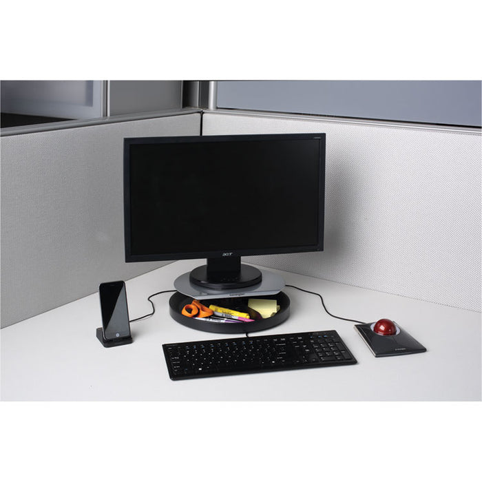 Spin2 Monitor Stand with SmartFit, 14" x 14" x 2.25" to 3.25", Gray