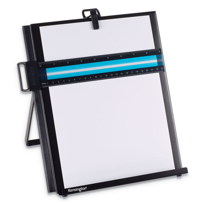 Letter-Size Freestanding Desktop Copyholder, 40 Sheet Capacity, Stainless Steel, Black