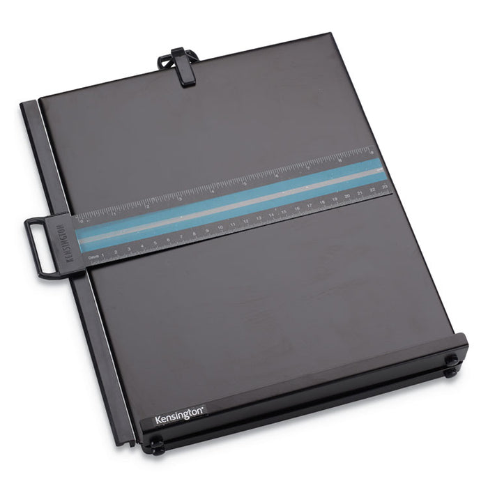 Letter-Size Freestanding Desktop Copyholder, 40 Sheet Capacity, Stainless Steel, Black