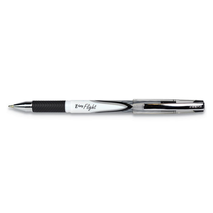 Z-Grip Flight Stick Ballpoint Pen, 1.2mm, Black Ink, White/Black Barrel, Dozen