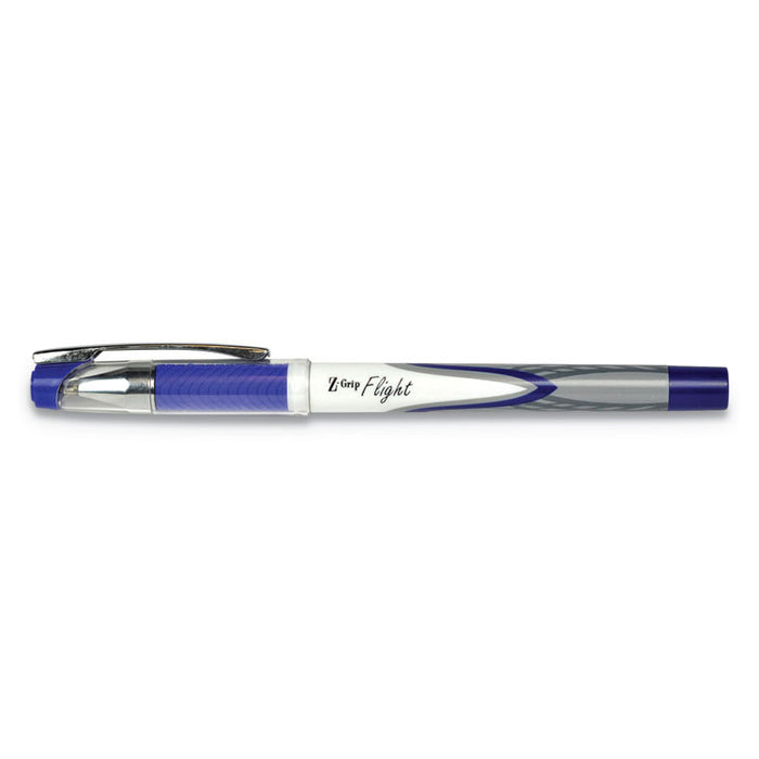 Z-Grip Flight Ballpoint Pen, Stick, Bold 1.2 mm, Blue Ink, White/Blue Fashion Accents Barrel, 12/Pack