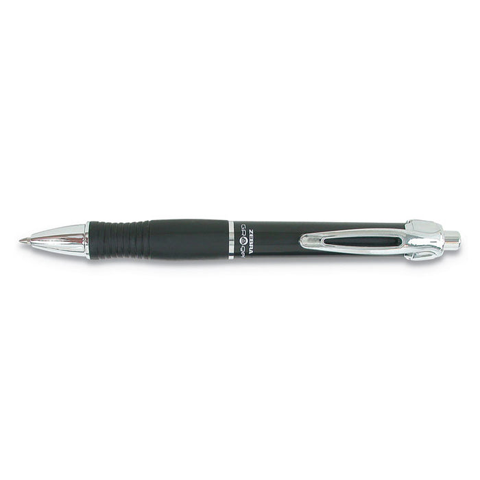 GR8 Retractable Gel Pen, Medium 0.7mm, Black Ink, Black/Silver Barrel, Dozen