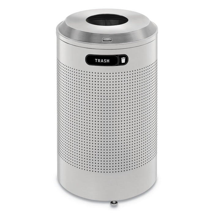 Silhouette Waste Receptacle, Round, Steel, 26 gal, Silver Metallic