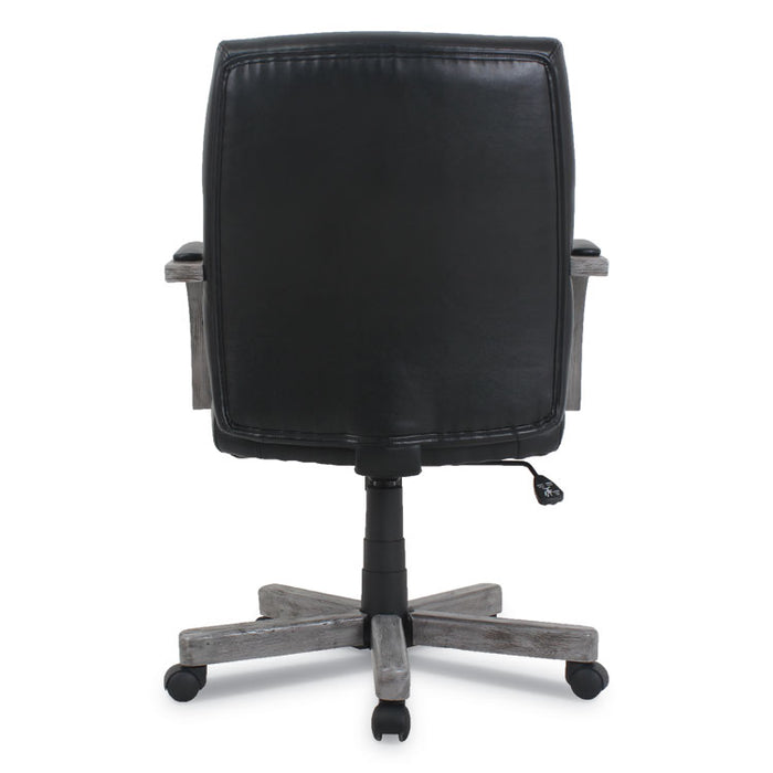 kathy ireland OFFICE by Alera Dorian Series Wood-Trim Leather Office Chair, Black Seat/Back, Gray Base