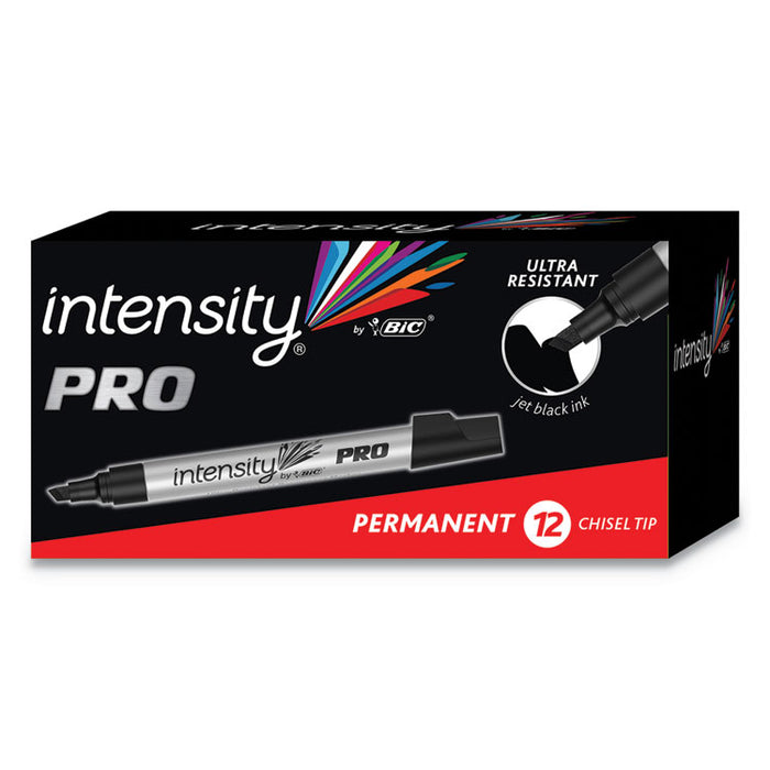 Intensity Metal Pro Permanent Marker, Broad Pro Chisel Tip, Black, Dozen