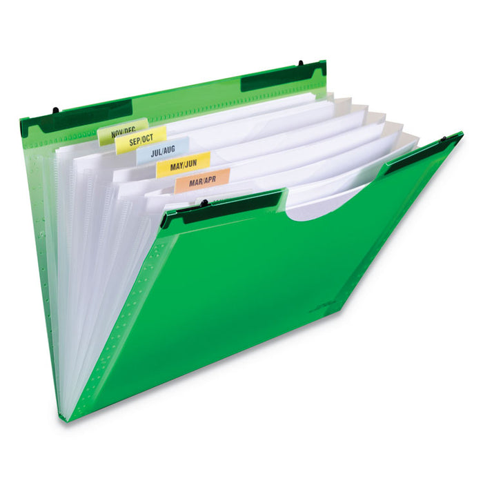 Expanding File w/ Hanging Tabs, 0.75" Expansion, 7 Sections, Letter Size, Green