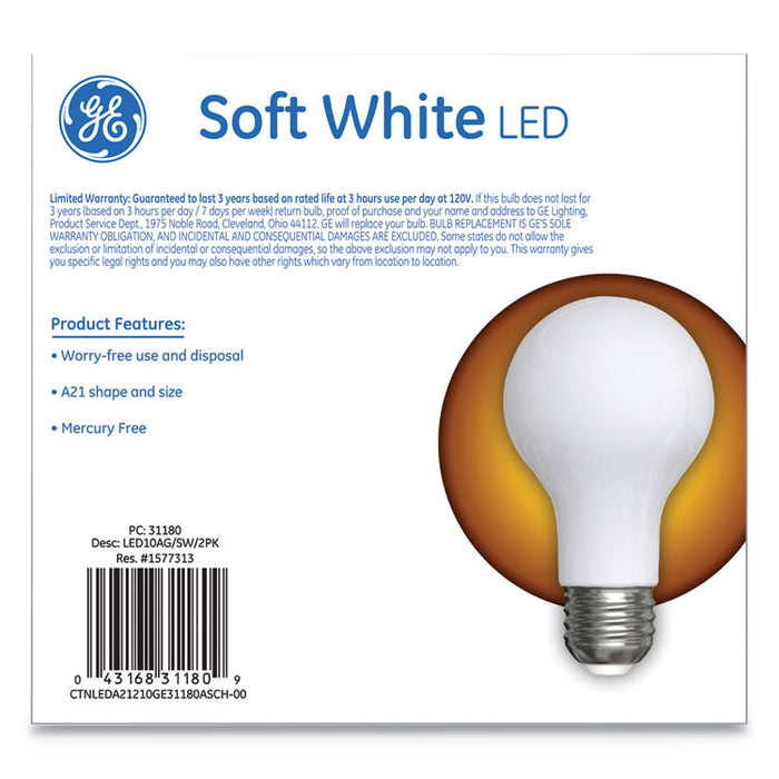 Classic LED Soft White Non-Dim A21, 10 W, 2/Pack