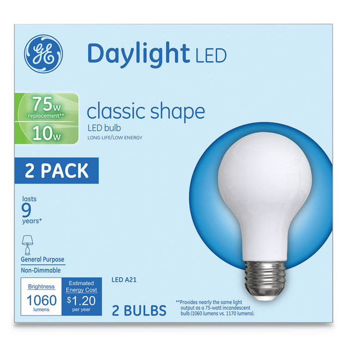 LED Classic Daylight A21 Light Bulb, 10 W, 2/Pack