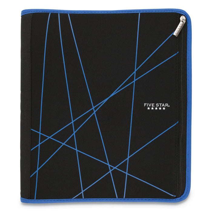 Xpanz Zipper Binder, 3 Rings, 2" Capacity, 11 x 8.5, Black/Blue