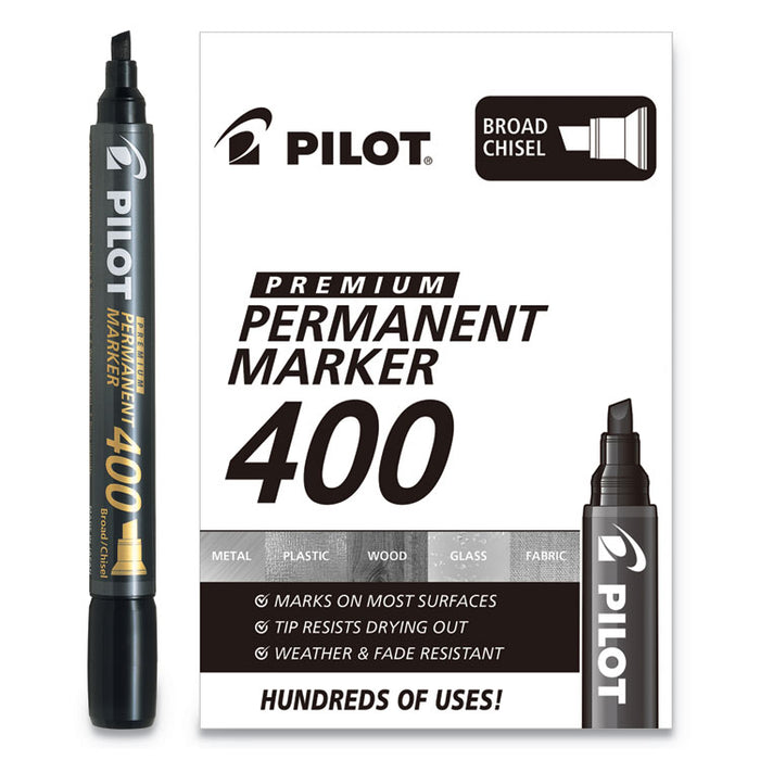 Premium 400 Permanent Marker, Broad Chisel Tip, Black, Dozen