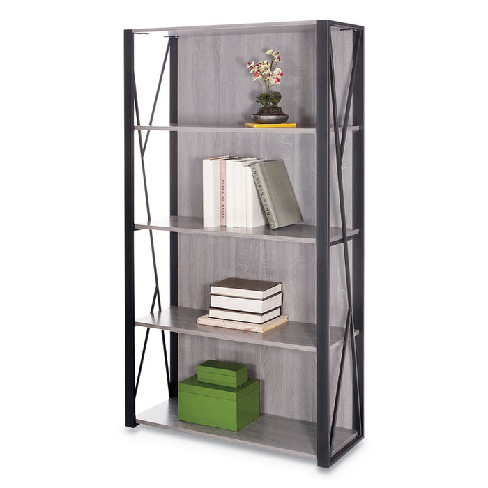 Mood Bookcases, Four-Shelf, 31.75w x 12d x 59h, Gray