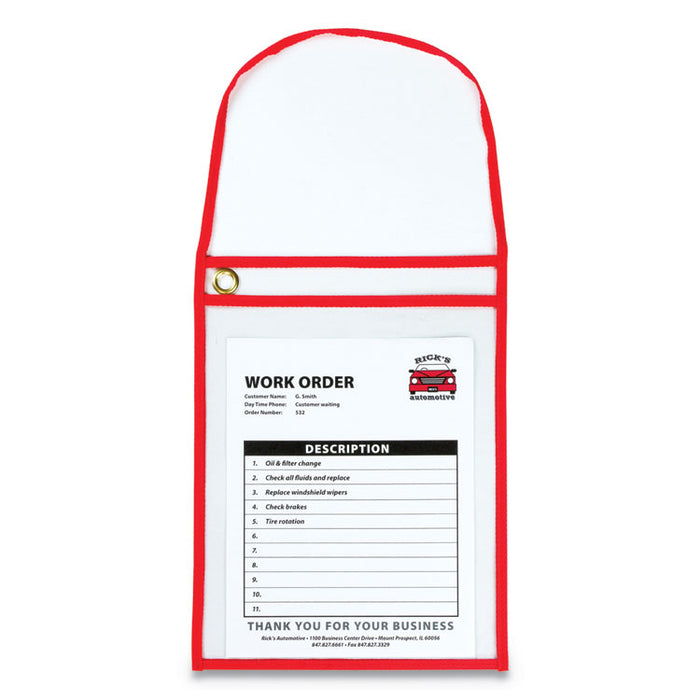 1-Pocket Shop Ticket Holder w/Strap and Red Stitching, 75-Sheet, 9 x 12, 15/Box