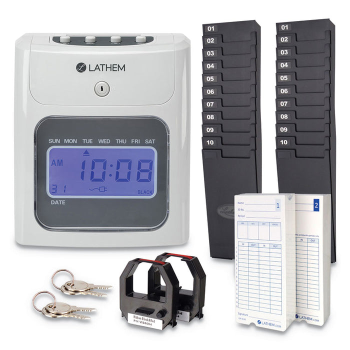 400E Top-Feed Time Clock Bundle, Digital Display, White