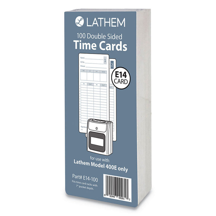 E14-100 Time Cards, Bi-Weekly/Monthly/Semi-Monthly/Weekly, Two Sides, 7"