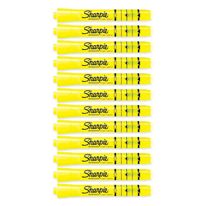 Ink Indicator Tank Chisel Tip Highlighters, Chisel Tip, Fluorescent Yellow, Dozen