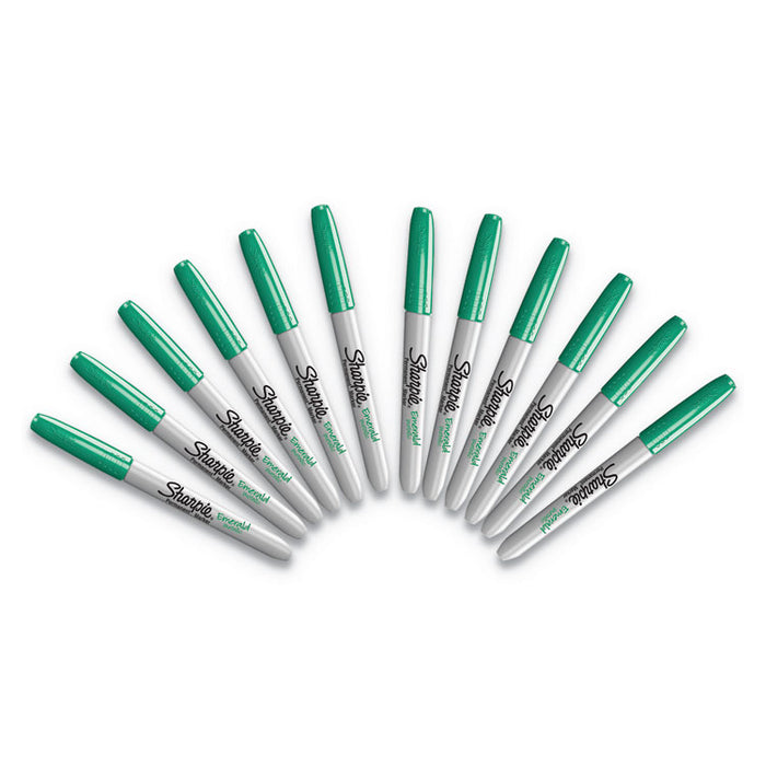 Metallic Fine Point Permanent Markers, Fine Bullet Tip, Green, Dozen