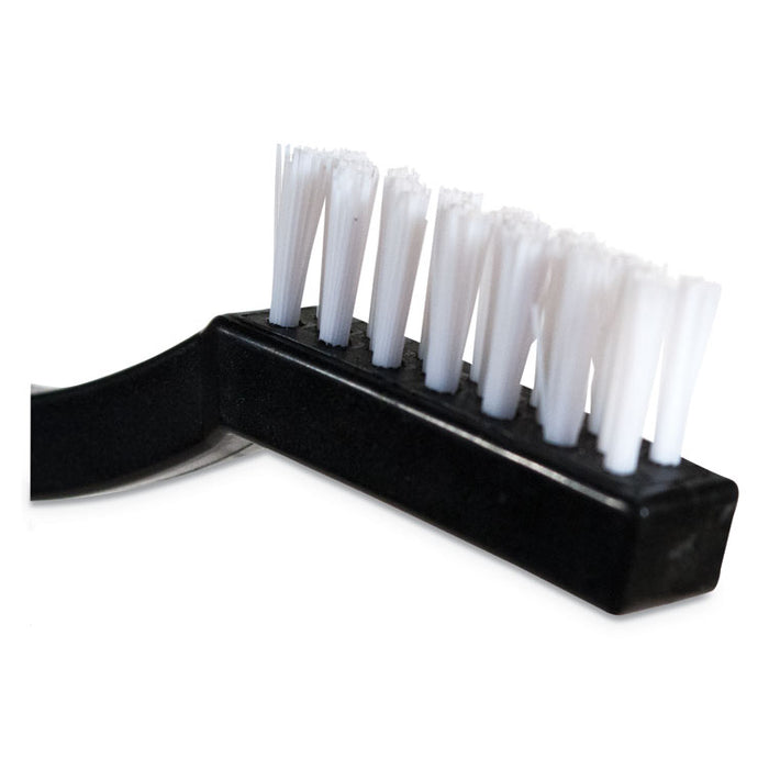 Flo-Pac Utility Toothbrush Style Maintenance Brush, White Nylon Bristles, 7.25" Brush, 7" Black Polypropylene Handle