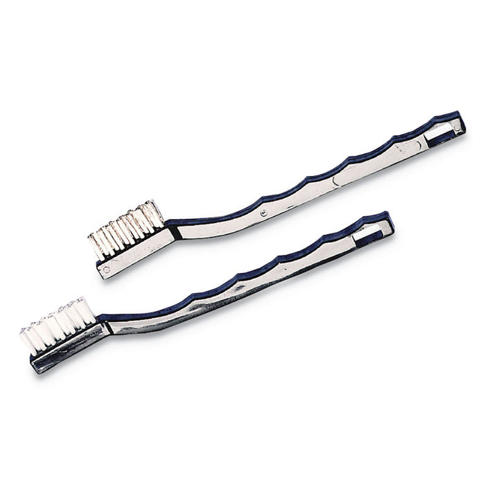 Flo-Pac Utility Toothbrush Style Maintenance Brush, White Nylon Bristles, 7.25" Brush, 7" Black Polypropylene Handle