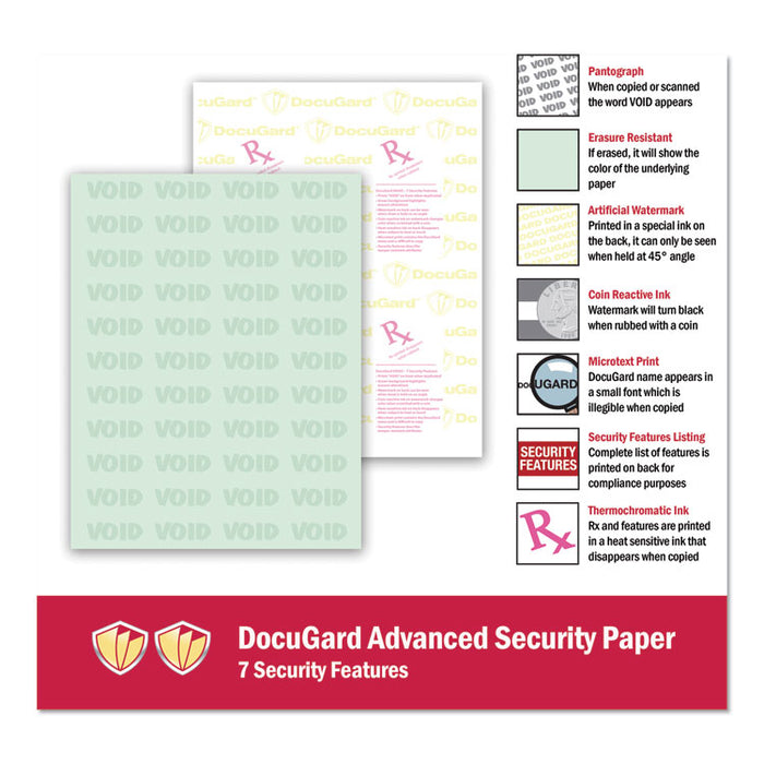 Medical Security Papers, 24 lb Bond Weight, 8.5 x 11, Green, 500/Ream