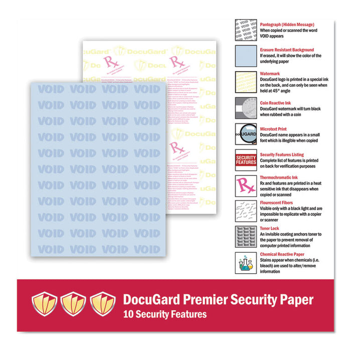 Medical Security Papers, 24 lb Bond Weight, 8.5 x 11, Blue, 500/Ream
