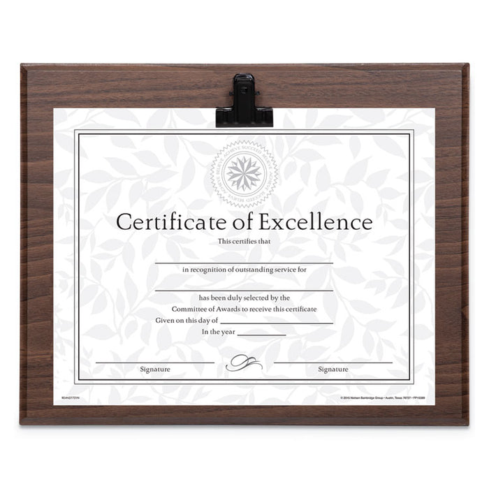 Plaque With Metal Clip, Wood, 8.5 x 11 Insert, Walnut