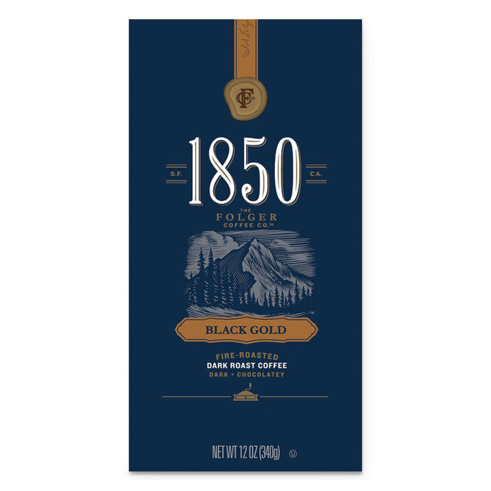 Coffee, Black Gold, Dark Roast, Whole Bean, 12 oz Bag, 6/Carton