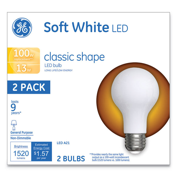 Classic LED Soft White Non-Dim A21, 13 W, 2/Pack