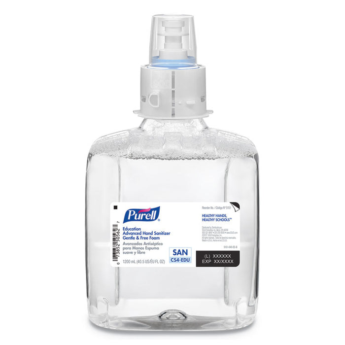 Education Advanced Hand Sanitizer Gentle and Free Foam, 1200 mL Refill, 3/Carton