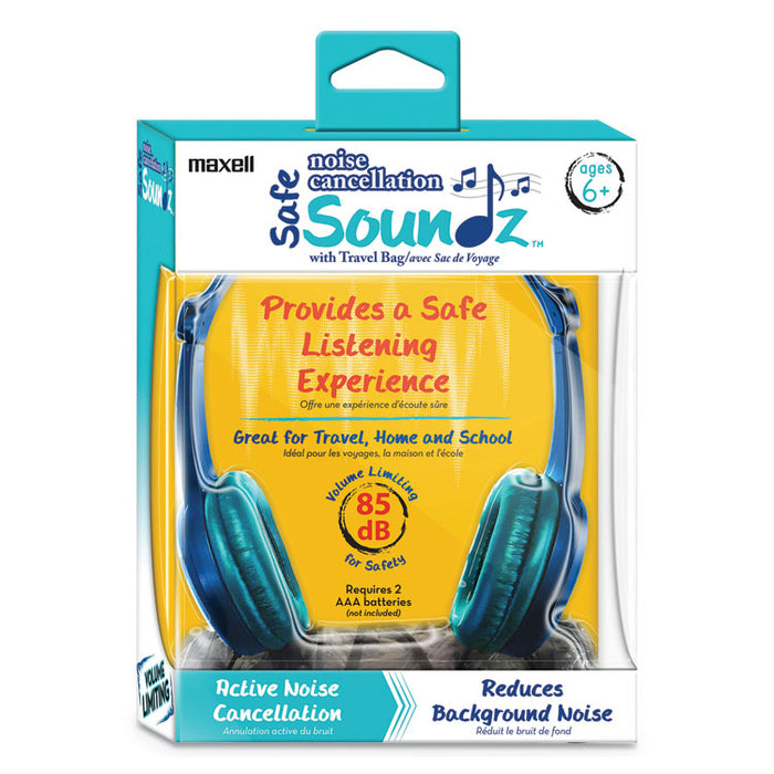 Safe Soundz Volume Limiting Noise Cancellation Headphone, Blue
