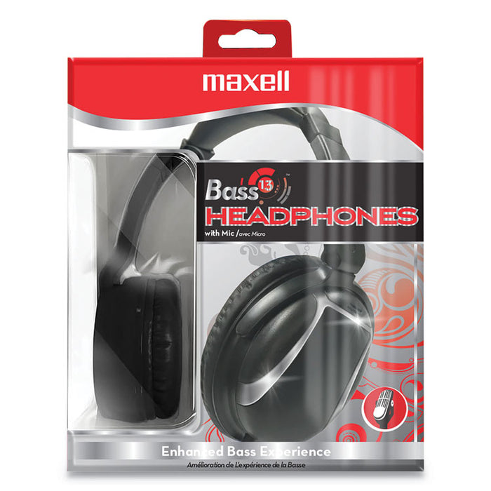Bass 13 Headphone with Mic, 4 ft Cord, Black