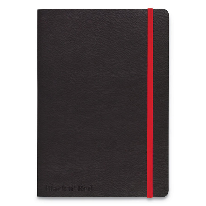 Flexible Casebound Notebooks, 1 Subject, Wide/Legal Rule, Black/Red Cover, 8.25 x 5.75, 72 Sheets