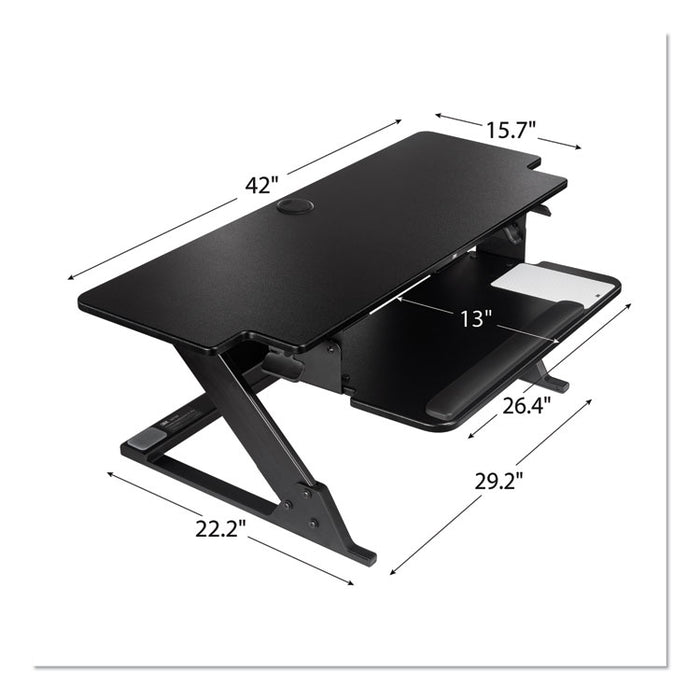 Precision Standing Desk, 42" x 23.2" x 6.2" to 20", Black