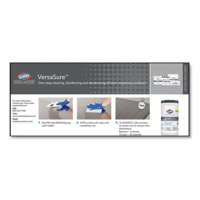 VersaSure Cleaner Disinfectant Wipes, 1-Ply, 6.75 x 8, White, 150/Canister, 6 Canisters/Carton