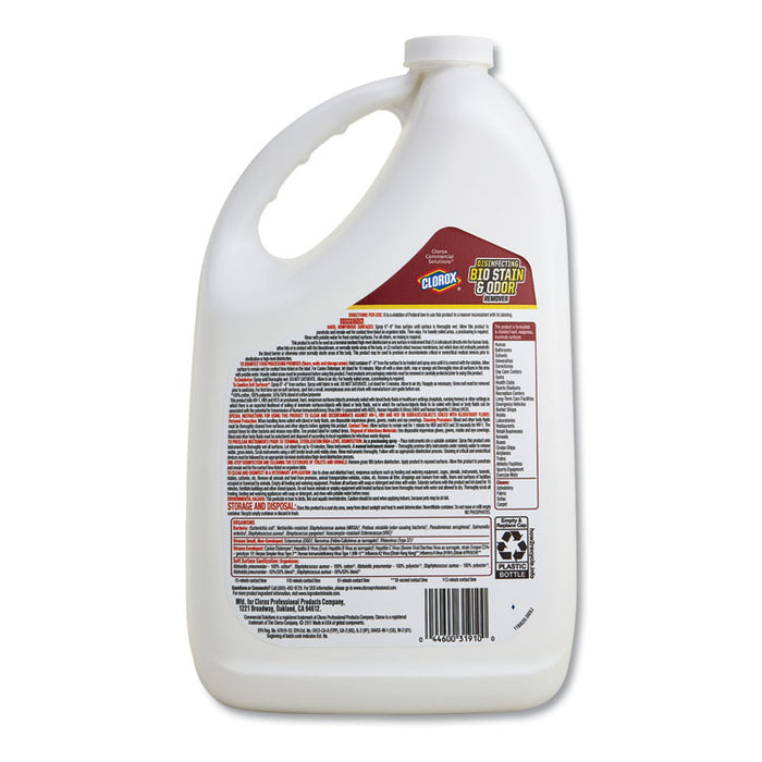 Disinfecting Bio Stain and Odor Remover, Fragranced, 128 oz Refill Bottle, 4/CT