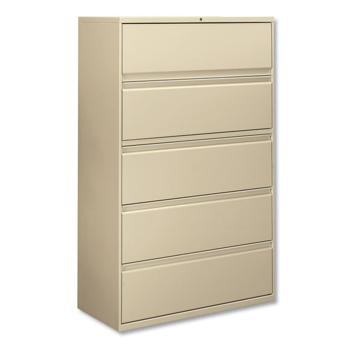 Five-Drawer Lateral File Cabinet, 42w x 18d x 64.25h, Putty