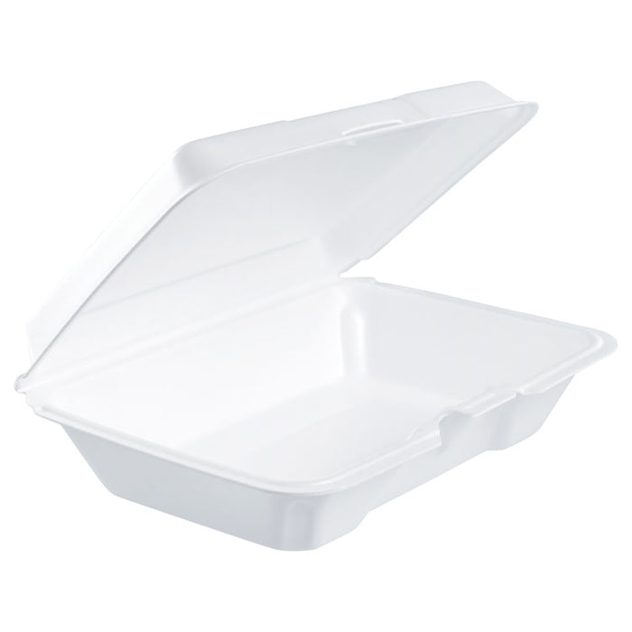 Foam Hinged Lid Containers, 6.4 x 9.3 x 2.6, White, 200/Carton