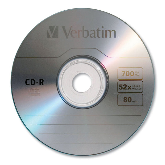 CD-R Recordable Disc, 700 MB, 52x, Box, Silver, 10/Pack